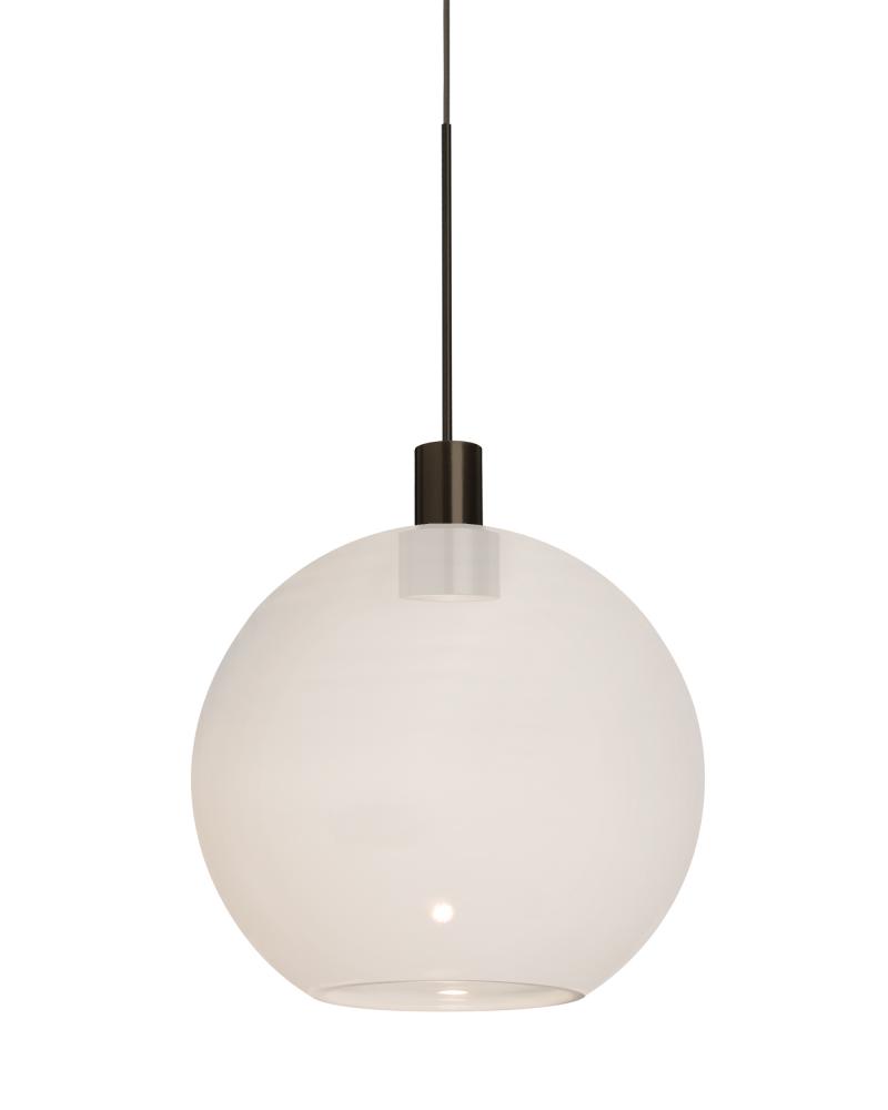 Besa, Newton 8 Cord Pendant for Multiport Canopy, Milky White, Bronze Finish, 1x3W LE