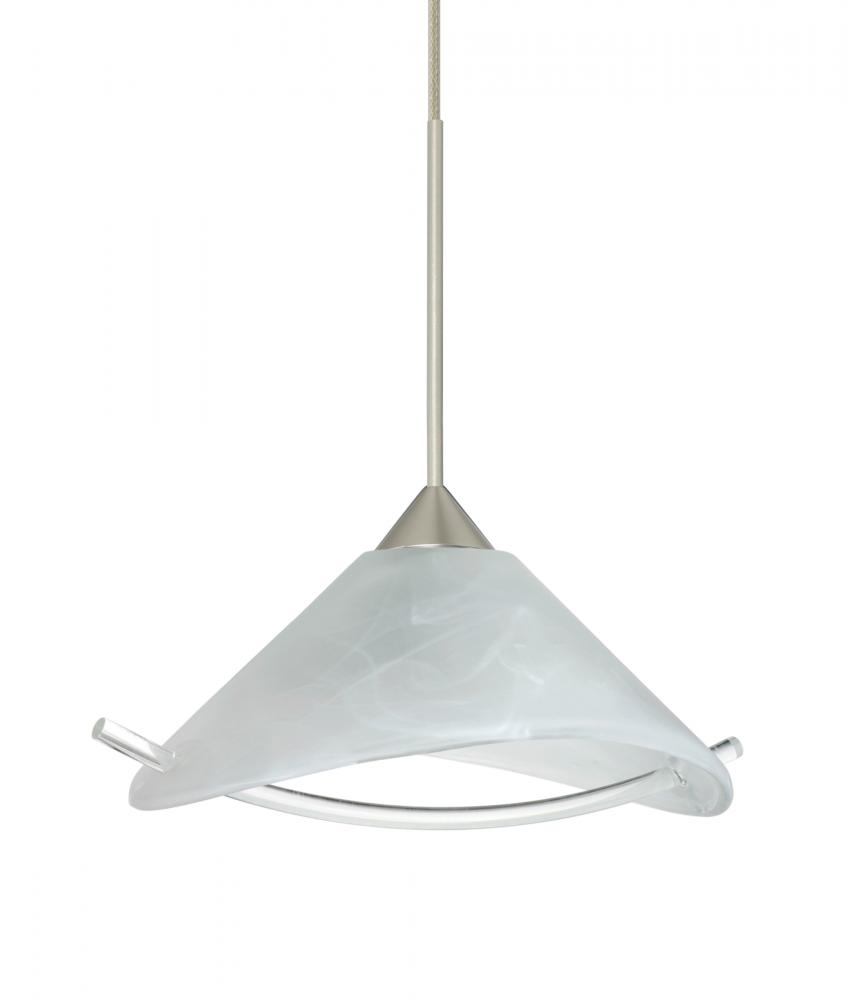 Besa Pendant Hoppi Satin Nickel Marble/Clear 1x3W LED, 15Ft. Cord