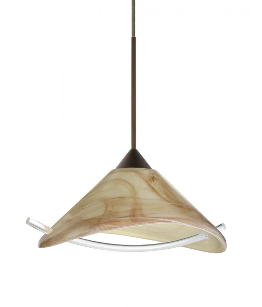 Besa Pendant Hoppi Bronze Mocha/Clear 1x3W LED, 15Ft. Cord