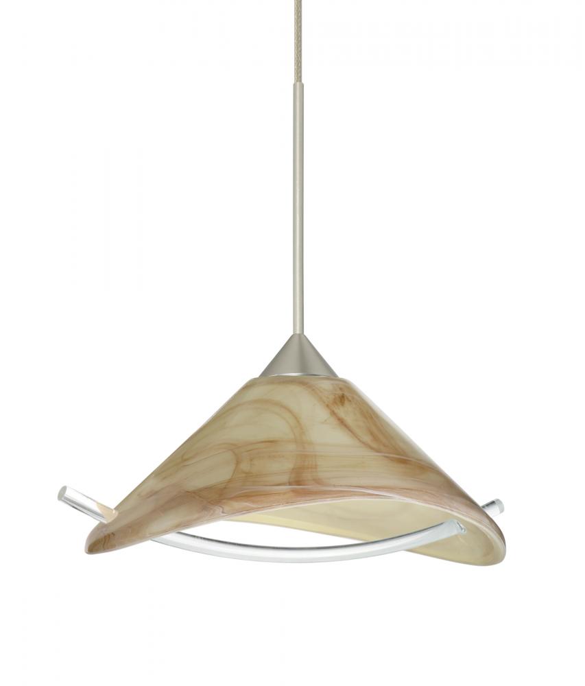 Besa Pendant Hoppi Satin Nickel Mocha/Clear 1x3W LED, 15Ft. Cord