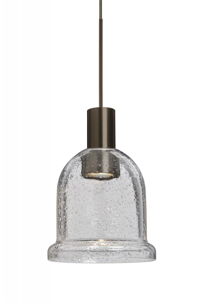 Besa, Kiba Cord Pendant, Clear Bubble, Bronze Finish, 1x3W LED, 15Ft. Cord