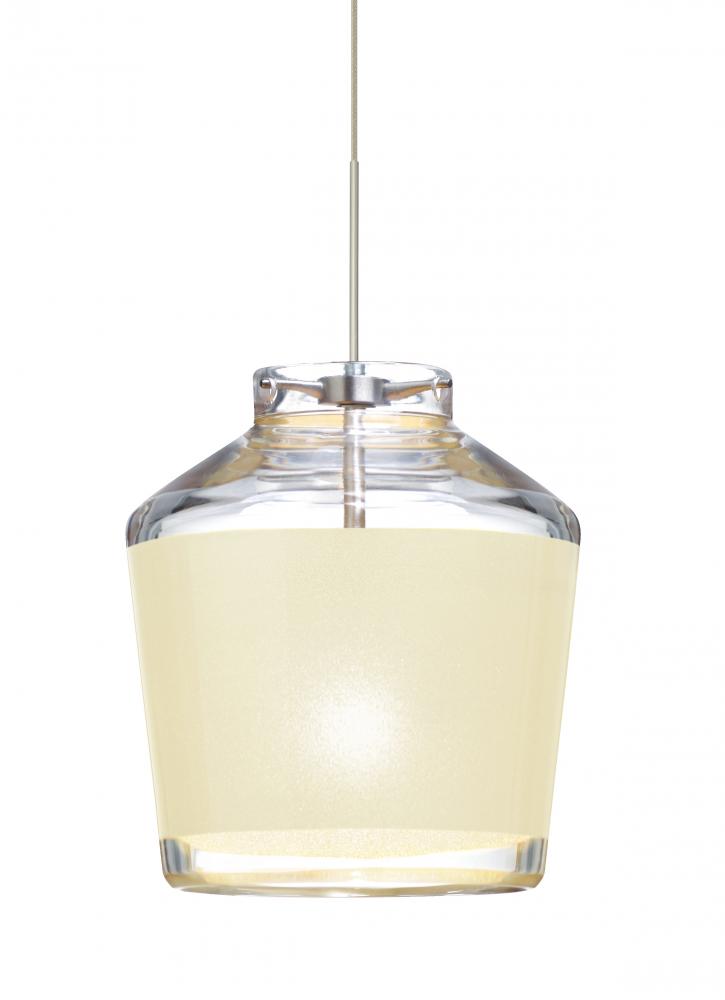 Besa Pendant Pica 6 Satin Nickel Creme Sand 1x50W Halogen, 15Ft. Cord