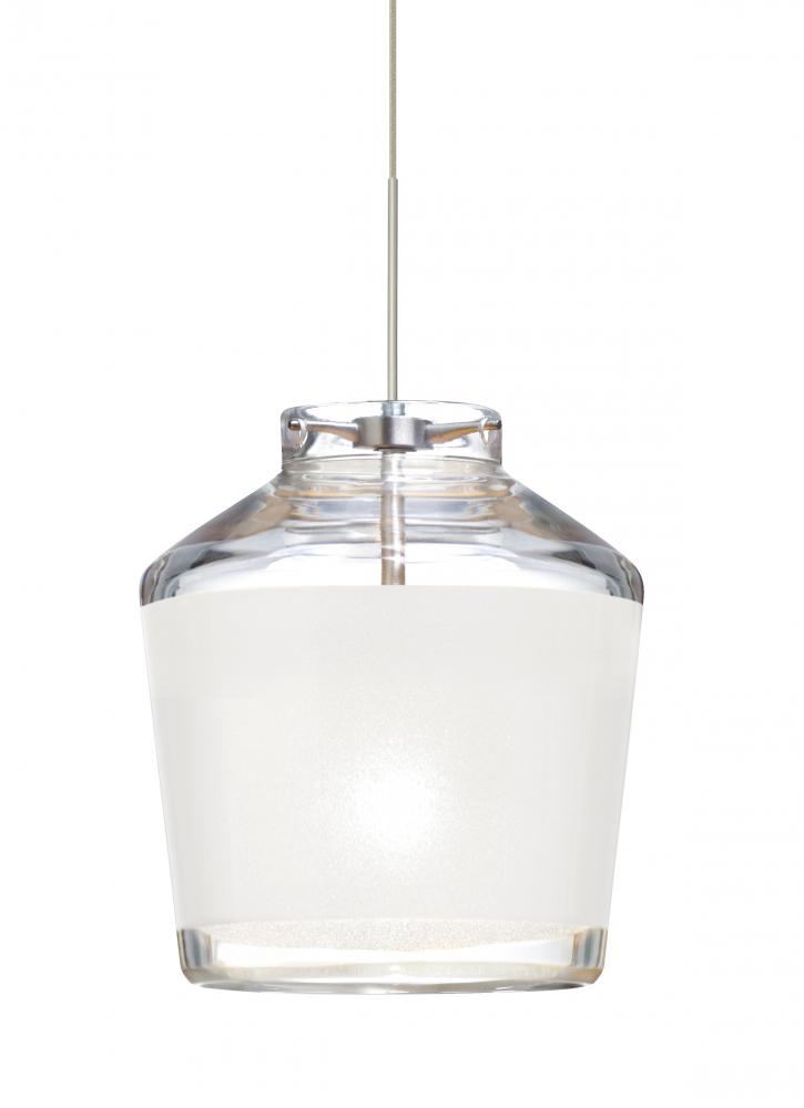 Besa Pendant Pica 6 Satin Nickel White Sand 1x50W Halogen, 15Ft. Cord