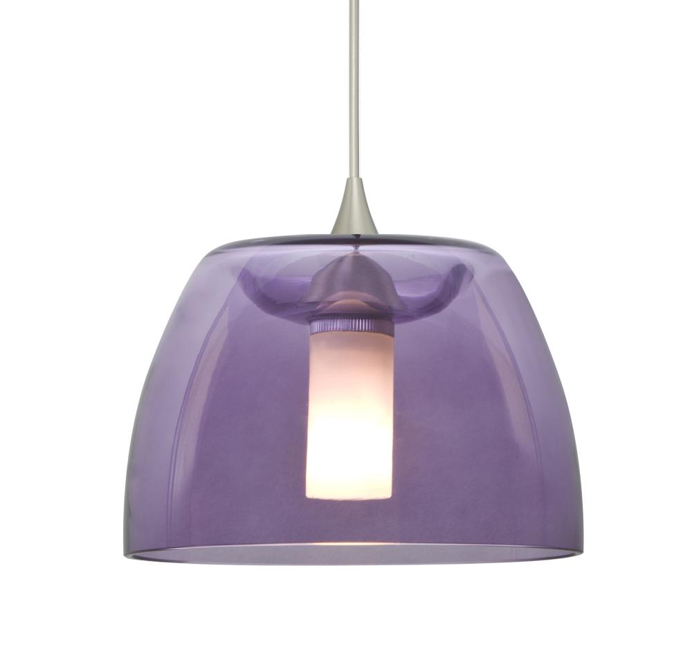 Besa Spur Cord Pendant, Plum, Satin Nickel Finish, 1x35W Halogen, 15Ft. Cord