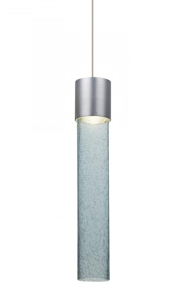 Besa, Wanda 12 Cord Pendant, Blue Bubble, Satin Nickel Finish, 1x3W LED