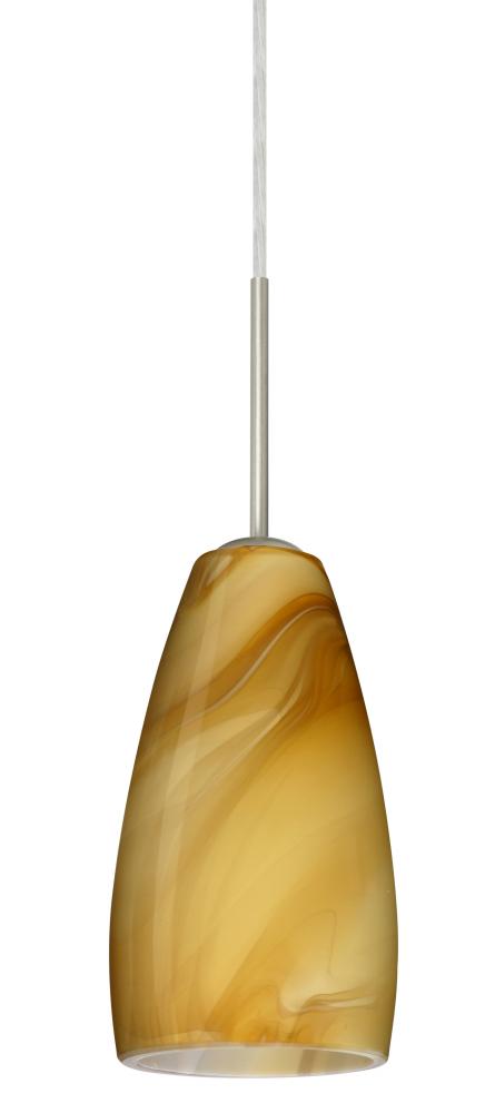 Besa Chrissy Pendant For Multiport Canopy Satin Nickel Honey 1x50W B10 Medium Base