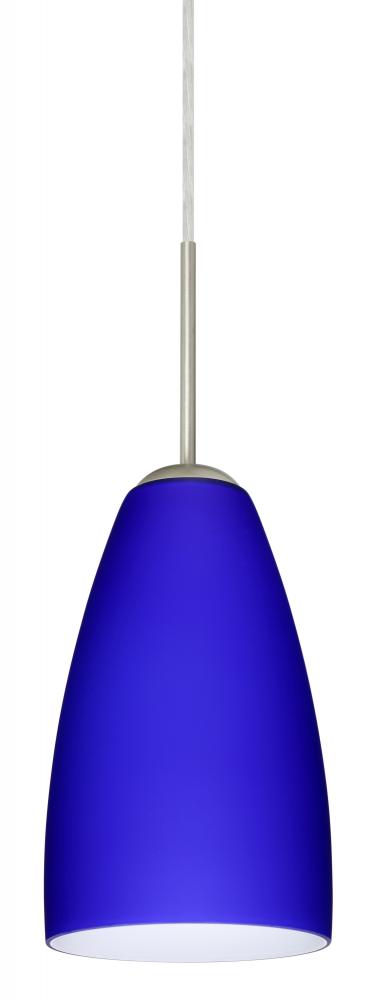 Besa Riva 9 LED Pendant J Cobalt Blue Matte Satin Nickel 1x9W LED