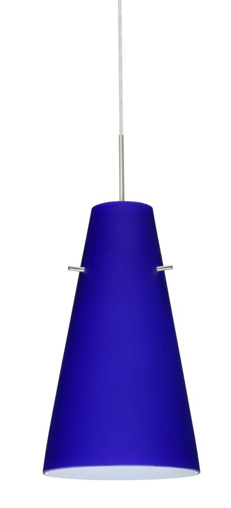 Besa Cierro LED Pendant Cobalt Blue Matte Satin Nickel 1x9W LED