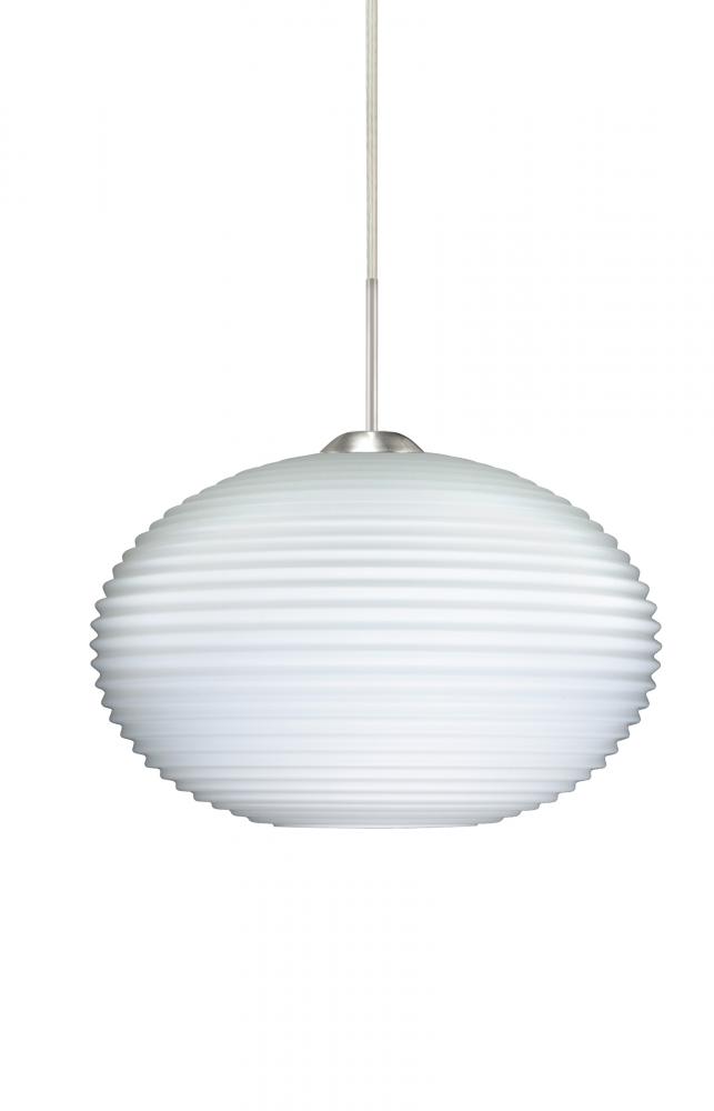 Besa Pendant For Multiport Canopy Pape 10 Satin Nickel Opal Ribbed 1x9W LED