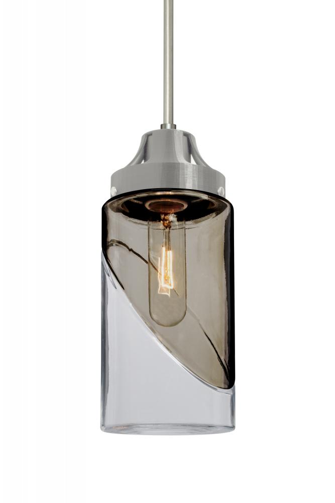 Besa, Blink Cord Pendant For Multiport Canopy, Trans. Smoke/Clear, Satin Nickel Finis