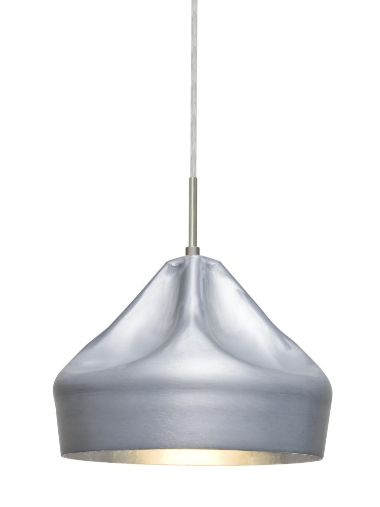 Besa Lotus Pendant For Multiport Canopy, Satin Nickel Finish, 1x9W LED