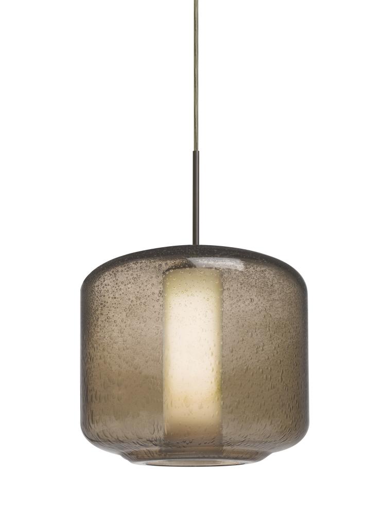 Besa Niles 10 Pendant For Multiport Canopy, Smoke Bubble/Opal, Bronze Finish, 1x60W M