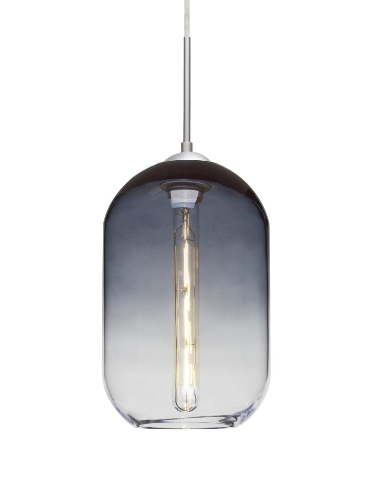 Besa, Omega 12 Cord Pendant For Multiport Canopies, Steel/Clear, Satin Nickel Finish,