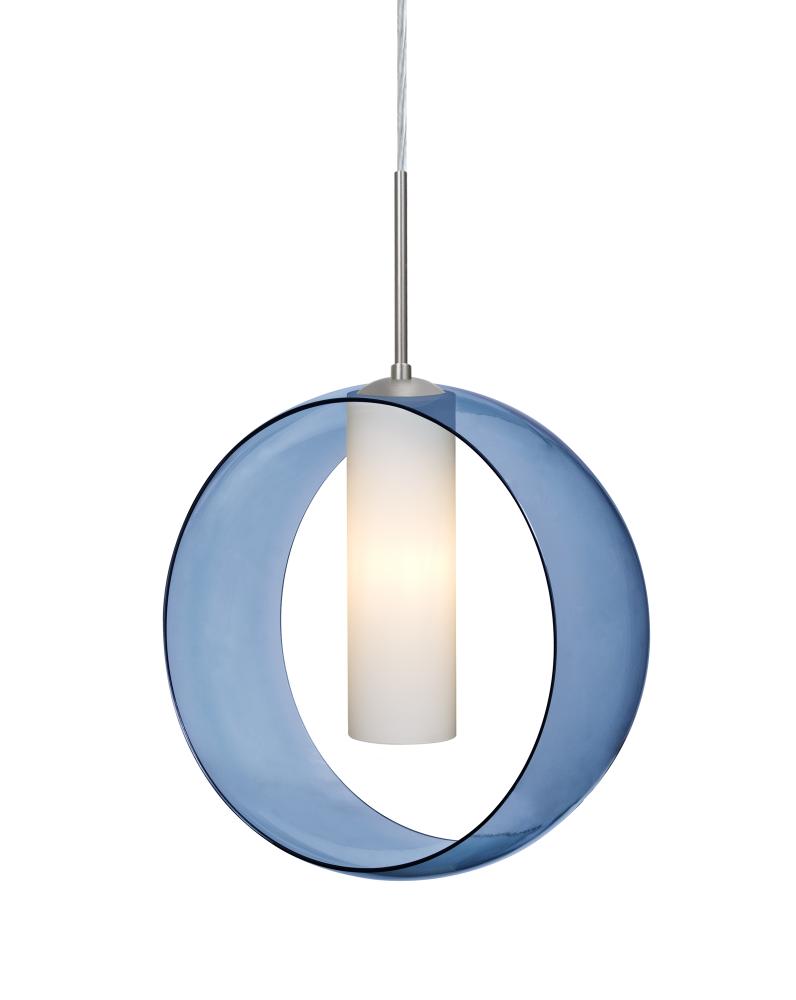 Besa, Plato Cord Pendant For Multiport Canopies, Blue/Opal, Satin Nickel Finish, 1x5W