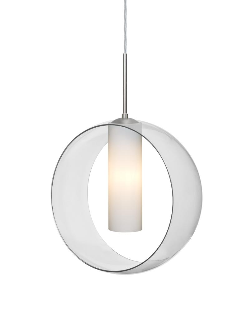 Besa, Plato Cord Pendant For Multiport Canopies, Clear/Opal, Satin Nickel Finish, 1x5