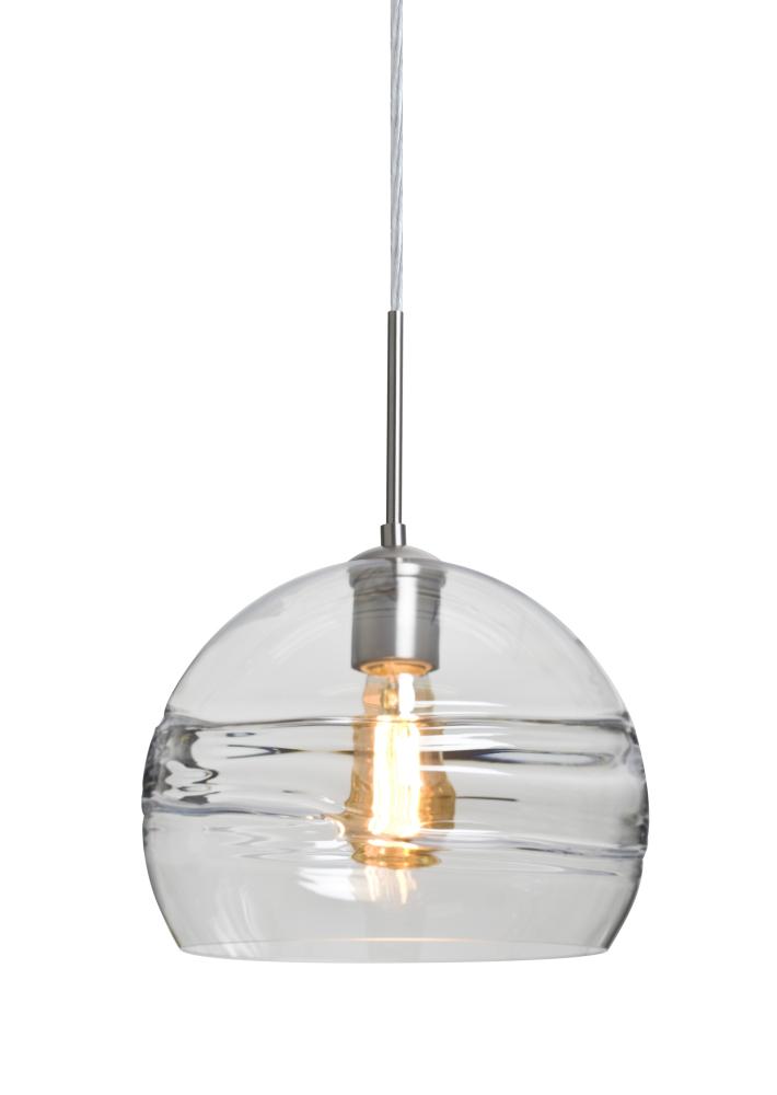 Besa Spirit 10 Pendant For Multiport Canopy, Clear, Satin Nickel Finish, 1x8W LED Fil