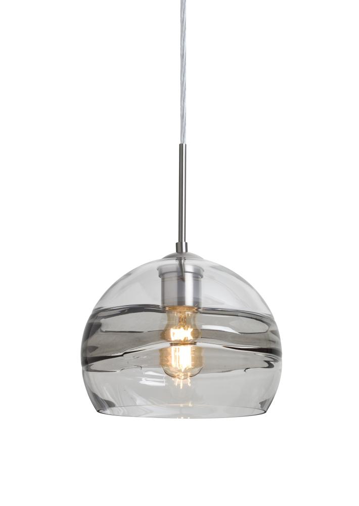 Besa Spirit 8 Pendant For Multiport Canopy, Smoke/Clear, Satin Nickel Finish, 1x8W LE
