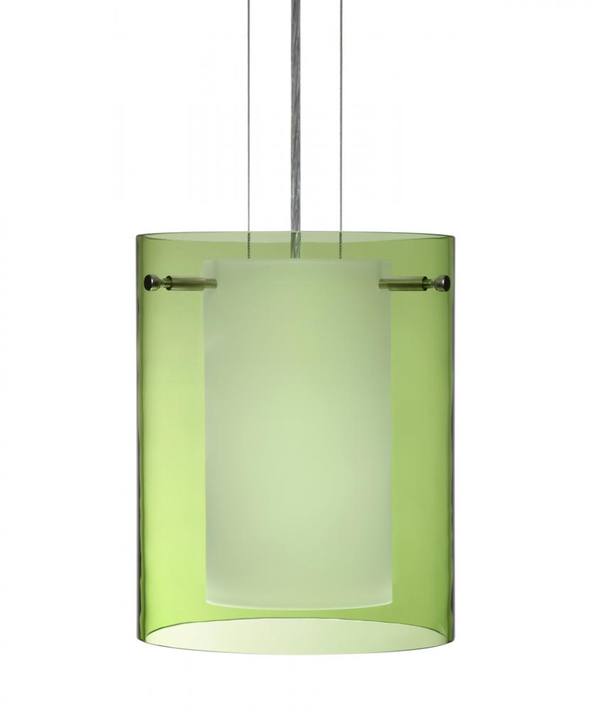 Besa Pahu 8 LED Pendant 1Kg Transparent Olive/Opal Satin Nickel 1x11W LED