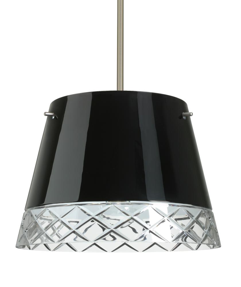 Besa Stem Pendant Amelia 15 Satin Nickel Black/Hand-Cut 3x100W A19