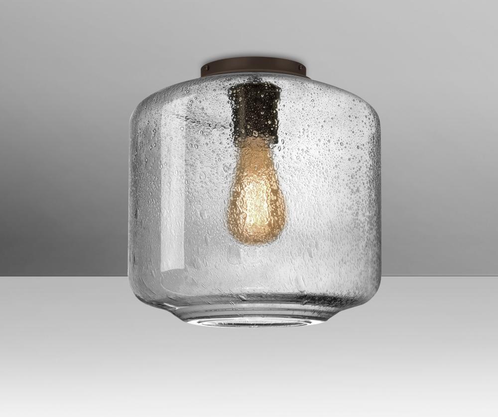 Besa Niles 10 Ceiling, Clear Bubble, Bronze Finish, 1x4W LED Filament