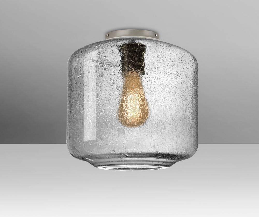 Besa Niles 10 Ceiling, Clear Bubble, Satin Nickel Finish, 1x4W LED Filament