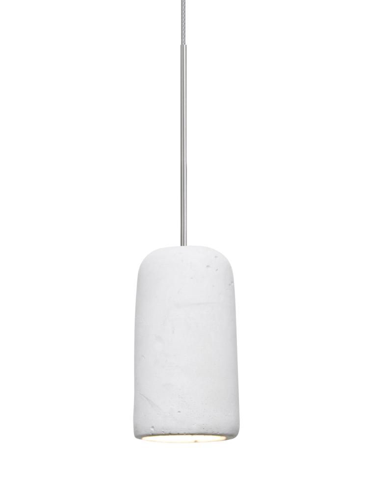 Besa Glide Cord Pendant, White, Satin Nickel Finish, 1x2W LED