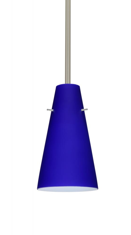 Besa Cierro Stem Pendant Satin Nickel Cobalt Blue Matte 1x100W Medium Base