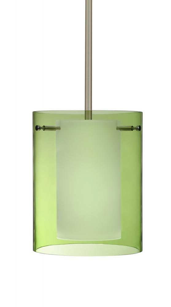 Besa Pahu 8 LED Pendant 1Tt Transparent Olive/Opal Satin Nickel 1x11W LED