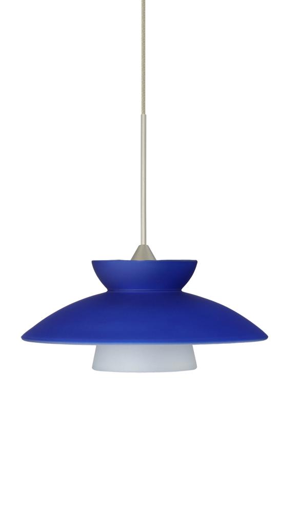Besa Pendant For Multiport Canopy Trilo 7 Satin Nickel Blue Matte 1x5W LED