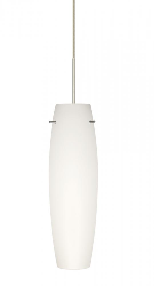 Besa Tu Tu Pendant, Opal Matte, Satin Nickel, 1x50W Halogen