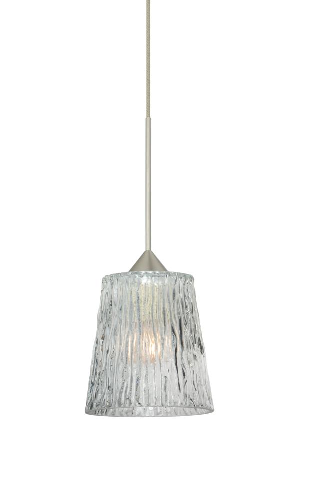 Besa Pendant For Multiport Canopy Nico 4 Satin Nickel Clear Stone 1x5W LED