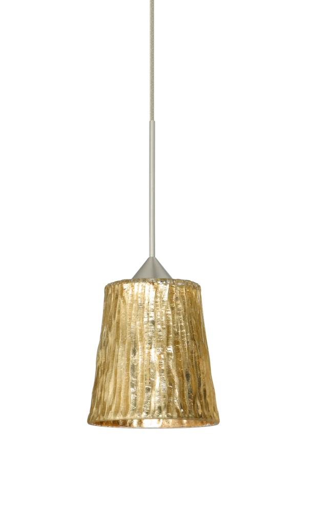 Besa Pendant For Multiport Canopy Nico 4 Satin Nickel Stone Gold Foil 1x5W LED