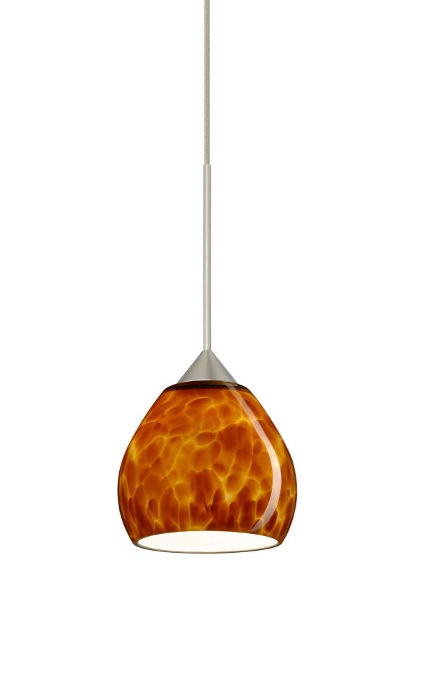 Besa Pendant For Multiport Canopy Tay Tay Satin Nickel Amber Cloud 1x5W LED