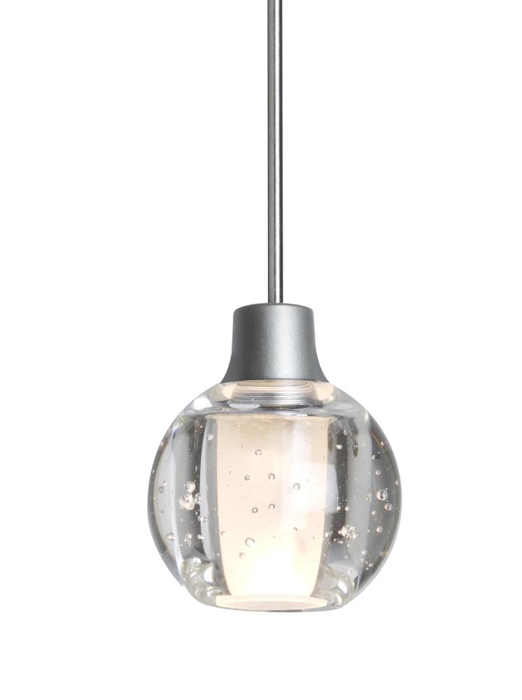 Besa, Boca 3 Cord Pendant For Multiport Canopies, Clear Bubble, Satin Nickel Finish,