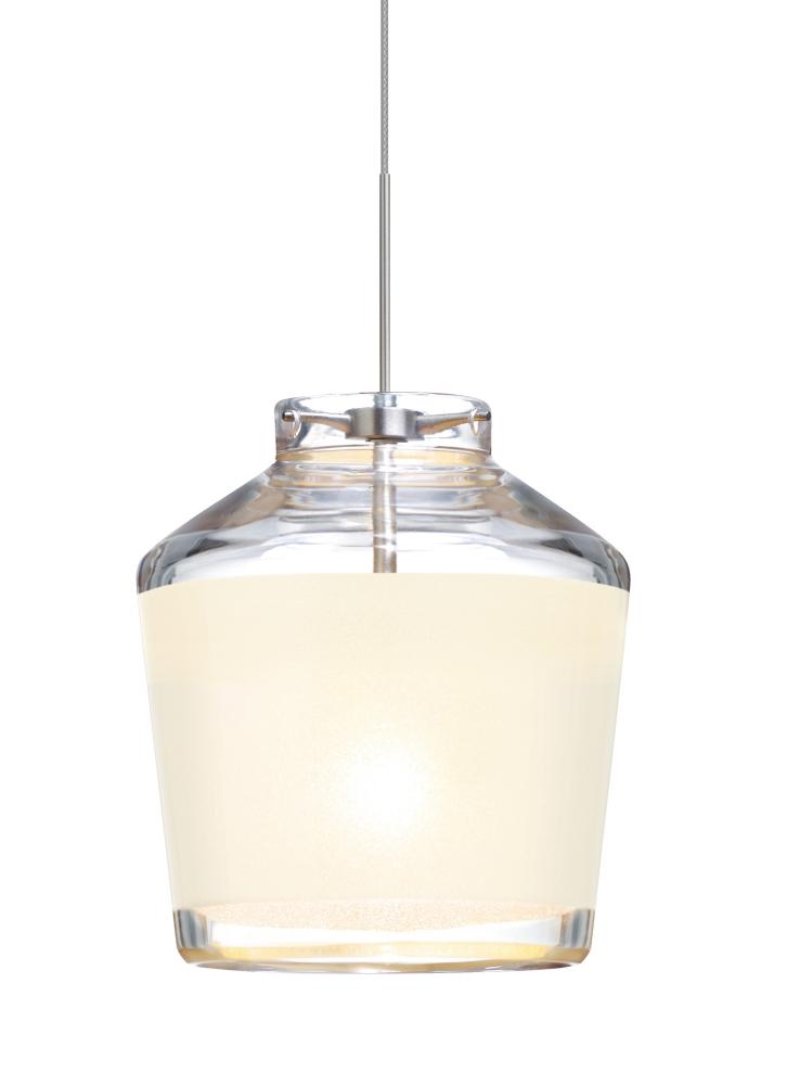 Besa Pendant For Multiport Canopy Pica 6 Satin Nickel White Sand 1x5W LED