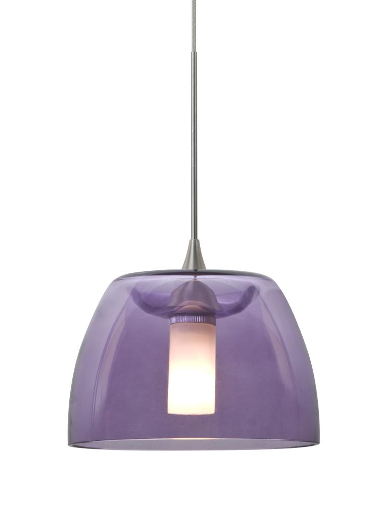 Besa Spur Cord Pendant For Multiport Canopy, Plum, Satin Nickel Finish, 1x3W LED