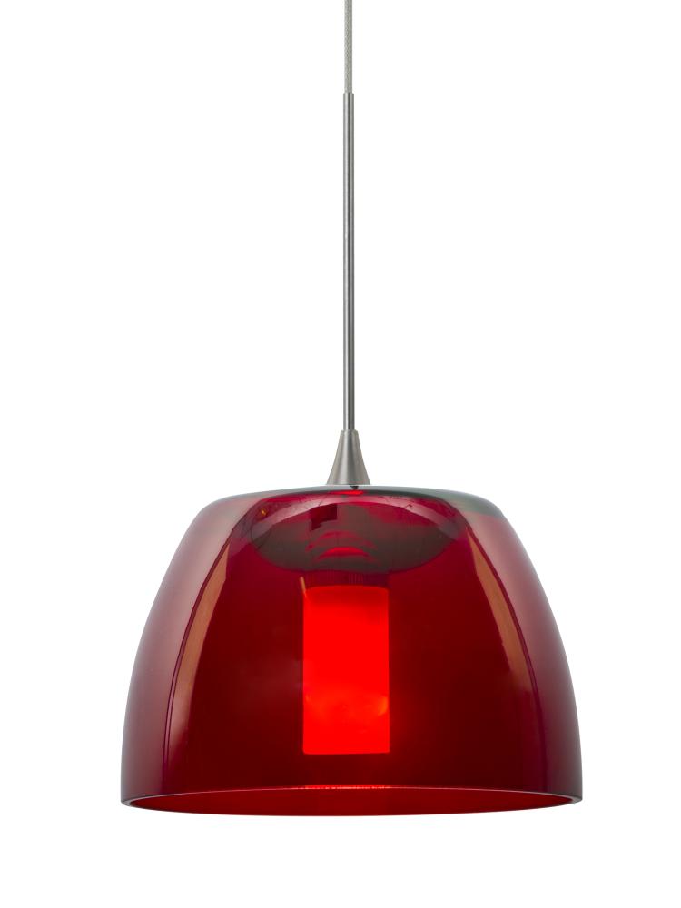Besa Spur Cord Pendant For Multiport Canopy, Red, Satin Nickel Finish, 1x35W Halogen
