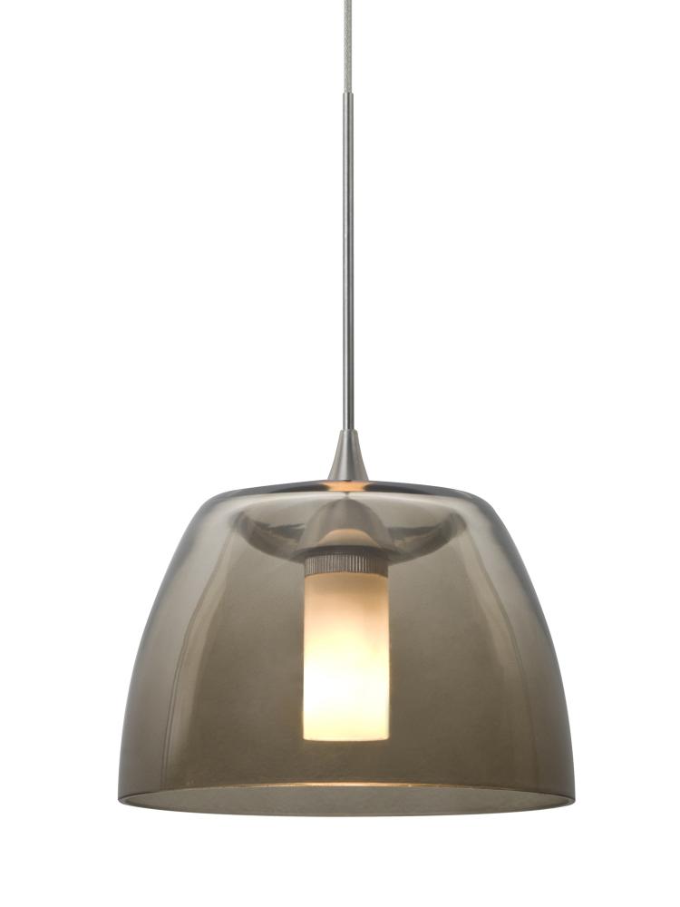 Besa Spur Cord Pendant For Multiport Canopy, Smoke, Satin Nickel Finish, 1x3W LED