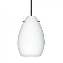 Besa Lighting 1BC-171307-LED-BK-L - Besa Pendant Pera 6, Black Finish, Opal Matte 1x5W LED, 15Ft Cord