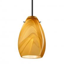 Besa Lighting 1BC-1713HN-LED-BK-L - Besa Pendant Pera 6, Black Finish, Honey 1x5W LED, 15Ft Cord