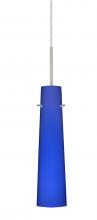 Besa Lighting 1BC-5674CM-LED-SN-L - Besa Camino Pendant Satin Nickel Cobalt Blue Matte 1x5W LED, 15Ft. Cord