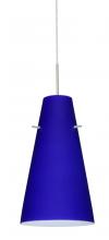 Besa Lighting 1JC-4124CM-SN-L - Besa Cierro Pendant Satin Nickel Cobalt Blue Matte 1x100W Medium Base, 15Ft. Cord