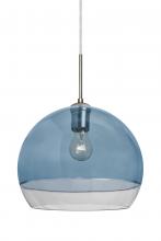 Besa Lighting 1JC-ALLY12BL-SN - Besa, Ally 12 Cord Pendant, Coral Blue/Clear, Satin Nickel Finish, 1x60W Medium Base