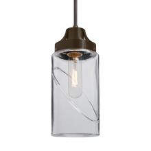 Besa Lighting 1JC-BLINKCL-BR-L - Besa, Blink Cord Pendant, Clear, Bronze Finish, 1x60W Medium Base, 15Ft. Cord