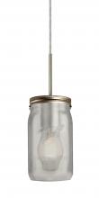 Besa Lighting 1JC-MILO4WF-EDIL-SN-L - Besa Pendant Milo 4 Satin Nickel White Frost 1x5W LED Filament, 15Ft. Cord