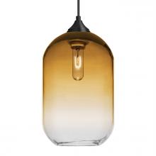 Besa Lighting 1JC-OMEGA12AM-BK - Besa, Omega 12 Cord Pendant,Amber/Clear, Black Finish, 1x60W MAX E26 Base