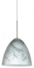 Besa Lighting 1JT-4470MG-SN-L - Besa Vila Pendant Satin Nickel Marble Grigio 1x60W Medium Base, 15Ft. Cord