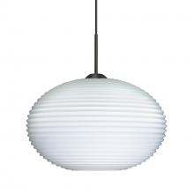 Besa Lighting 1JT-491207-LED-BK - Besa Pendant Pape 10 Bronze Opal Ribbed 1x9W LED