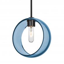 Besa Lighting 1TT-MANABL-BK-NI - Besa Mana Pendant, Blue, Black Finish, 1x60W MAX E26 Base