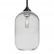 Besa Lighting 1TT-OMEGA12CL-BK - Besa, Omega 12 Stem Pendant,Clear, Black Finish, 1x60W MAX E26 Base